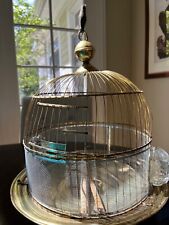 Vintage brass Hendryx bird cage from the 1920s with circle stand  picture