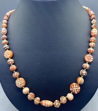 Authentic Old Indus Valley Antique Etched Carnelian Beads Necklace Mala picture