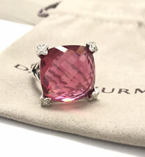David Yurman 20x20mm Cushion on Point Ring with Tourmaline and Diamonds size 6 picture