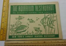 1940s The Aquarium Restaurant Seventh Ave. New York souvenir photo folder picture