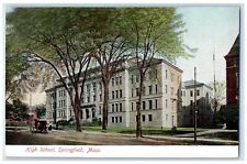 c1920 High School Campus Building Carriage Springfield Massachusetts MA Postcard picture