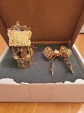 Danbury Mint 1996 Gold Ornament Collection WISHING WELL & LARGE BOW picture