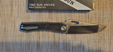 TwoSun Stingray Folding Knife Black Marbled Carbon Fiber Handles M390 blade picture
