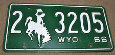 1966 WYOMING License Plate # 2 - 3205  Man Cave Decoration picture