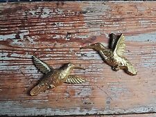Vintage Pair Of Homco Hummingbird Wall Deecor Gold Tone Flying Set Of 2 1985 80s picture