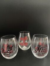 3 Hallmark Christmas Holiday Stemless Wine Glasses The Nice One Make it Merry picture