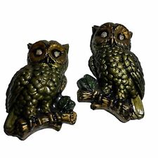VTG Chalkware Owls Birds Wall Plaques Pair Mid Century 70's Home Decor Wall Art picture