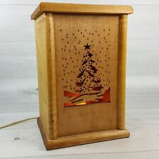 Vintage Wood Carved Night Light Box w/ Inserts Halloween Christmas Moon Cat picture