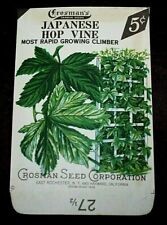 Vintage 1930s Crosman Seeds Unused Seed Packet: Japanese Hop Vine; NOS RARE picture