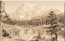 Mt. Shuksan with lake-North Cascades, Washington-antique rppc postcard picture