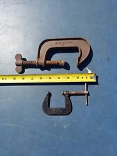 2 VINTAGE C CLAMPS 3” OPENING w WING NUT & 1 1/2 OPENING, MADE IN USA  & WORK picture
