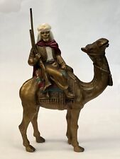 Large Austrian Cold Painted Gilt Spelter Warrior With Rifle On Camel Sculpture picture