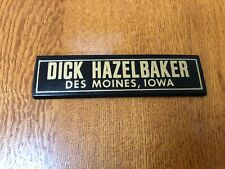 Vintage Dick Hazelbaker Des Moines IA Plastic Car Dealer Emblem Man Cave picture
