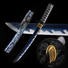 9260 Spring Steel Blue Blade Japanese Samurai Short Sword Full Tang 20'' Tanto picture