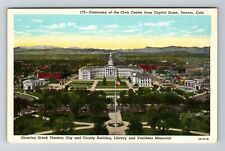 Denver CO-Colorado, Panorama Of The Civic Center, Aerial Vintage Postcard picture
