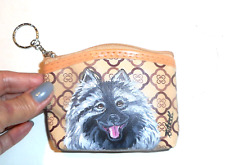 Keeshond dog Portrait Coin Change Purse with Key Chain Hand Painted picture