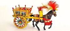 Vintage Sicilian handmade horse wagon carriage cart souvenir miniature folk art picture