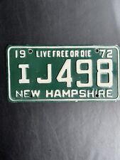1972 New Hampshire License Plate IJ 498 Live Free Or Die Slogan picture