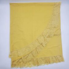 Solid Mustard Yellow Oval Tablecloth with Lace Trim 100x60