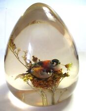LARGE VINTAGE 1960s- 1970s PAPERWEIGHT DAISYGLAS BIRDS ON NEST IN LUCITE ACRYLIC picture