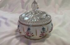 Vintage Fenton Milk Glass Decorative Charleton Rose Powder/Puff Jar with Lid picture