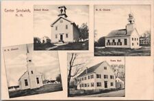 c1900s CENTER SANDWICH, New Hampshire Postcard 4 Building Views School Churches picture