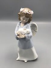 Lladro Heavenly Love Angel Figurine #6856 Girl Bunny Rabbit picture