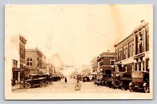 c1910 RPPC Second Avenue Old Cars Stores Signs Dodge City Real Photo Kansas P731 picture