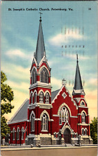 Vintage C. 1940's St. Joseph's Catholic Church Petersburg Virginia VA Postcard picture