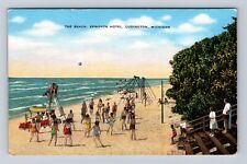 Ludington MI-Michigan, The Beach, Epworth Hotel, Advertisement Vintage Postcard picture
