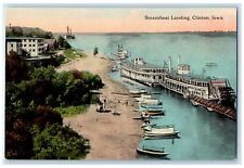 c1910's Steamboat Landing Passenger Ferry Boats Shore Line Clinton Iowa Postcard picture