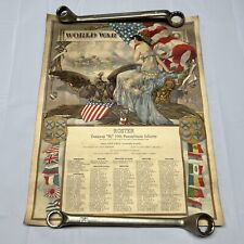Antique 1917 World War Roster Poster-Company H-10th Pa Infantry  picture