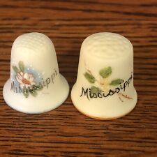 Thimbles 2 Bisque State Of Mississippi Bird Flowers By Heirloom Editions 0.9” picture