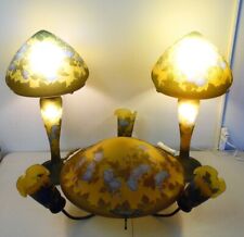 1920's Emile Galle Acid Etched Morning Glory Matching Lamps & Pendant Light picture