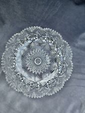 Antique American Brilliant Period Heavy Cut Glass Bowl 10” - Over 100 Years Old picture