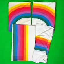 Vintage Wamsutta Tomorrows Rainbow 70s 80s Flat Fitted Sheet Pillowcase TWIN Set picture