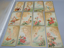 Rare 12pc set Serie 57 Antique emboss FANTASY POSTCARDS cherubs goddess sky 1910 picture