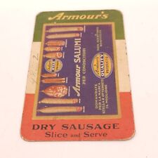 Armour  Dry Sausage Advertising Calendar Card 1923 Antique Meat Products Card Ad picture