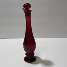 Vintage Cranberry Glass Body Oil Holder Decanter With Stopper picture