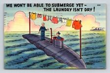 WW11 Military Comic, Submarine, Navy Free Mailing Postcard 1943 Navy Cancel picture