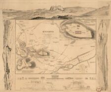 1832 Map| Athens| Acropolis|Acropolis Athens, Greece|Antiquities|Architecture|At picture