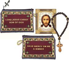 Red Have Mercy Jesus Christ Zipper Pouch 33 Bead Prayer Beads And Icon 3 Pieces picture