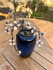 10” Vintage Bovano Of Cheshire Enamel Flower Sculpture Bonsai Tree Enamel Copper picture