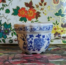 Vintage Blue and White Delft Small Floral Succulent Porcelain Planter Pot 2.25