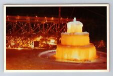 Ludlow Falls OH-Ohio, Christmas Lighting on Fountain, Vintage Souvenir Postcard picture