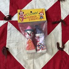Vintage Clown Rubber Erasers NOS Deadstock Cute Kitsch picture