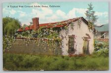 Postcard Typical Rose Covered Adobe Home California picture