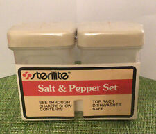 Vintage Sterilite Salt & Pepper See Through W/Ivory Lid Set Never Opened picture