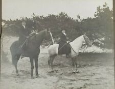 VINTAGE ANTIQUE Photograph  Mid 20Th Century Husband & Wife Horseback Riding picture