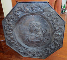 LARGE EARLY ALMS COPPER TRAY - M.T. D'au 1690 - Germany picture